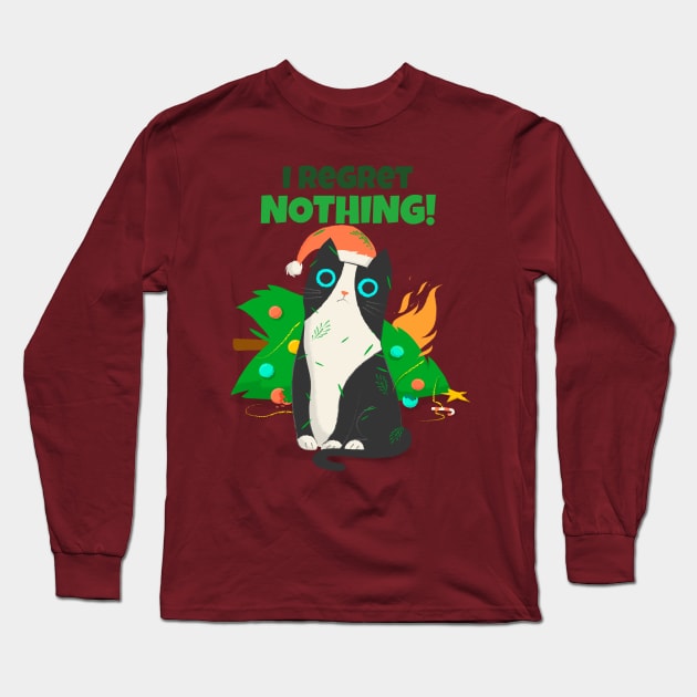 I Regret Nothing / Christmas cat / Cat Long Sleeve T-Shirt by Redboy